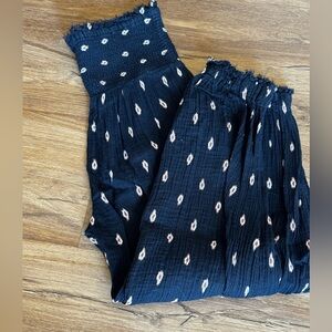 Anthropologie Black Print Gauzy Cotton Joggers Size Small Boho Bohemian